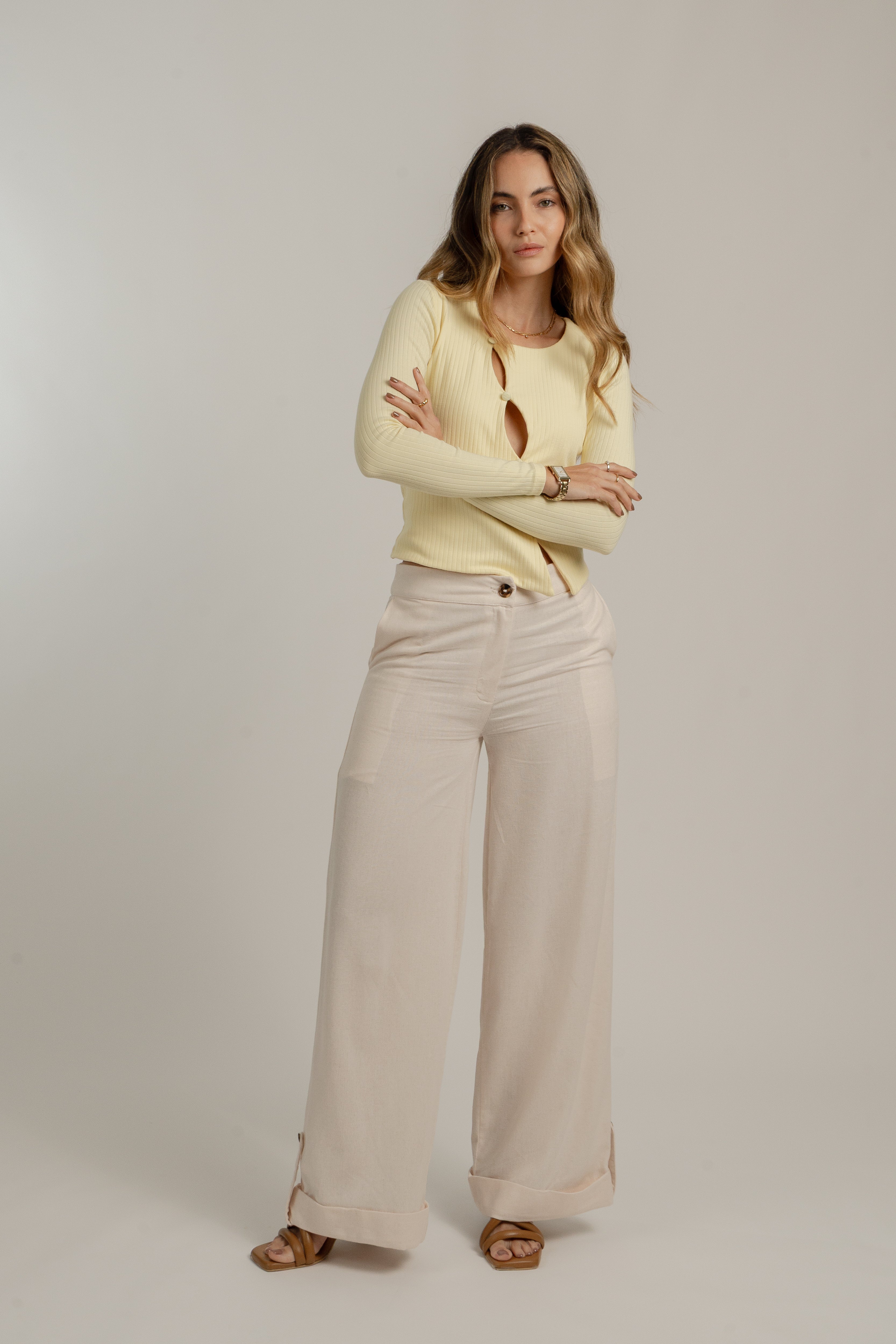 ISLA WIDE LEG PANT - CREAM
