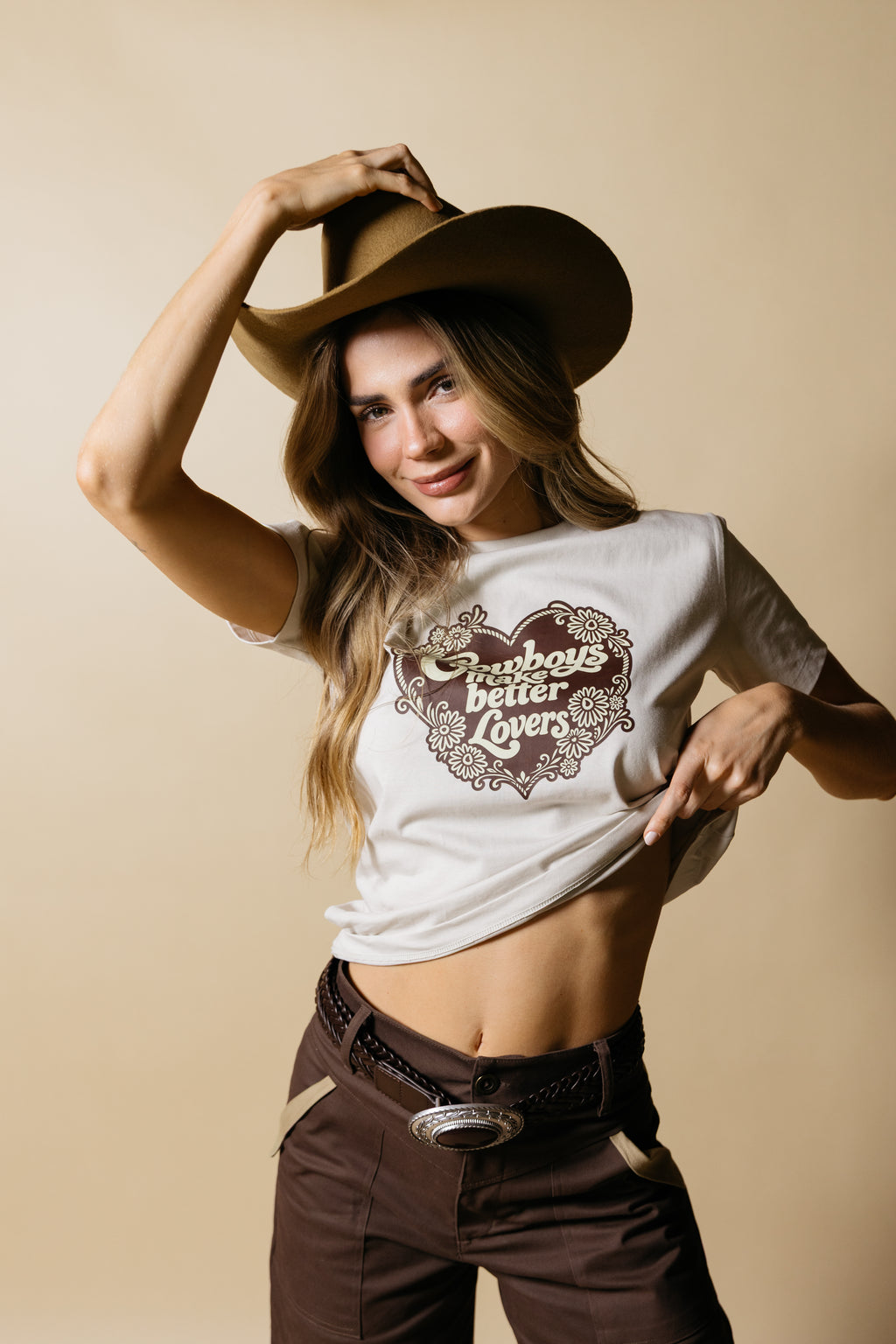 COWBOYS T SHIRT - TAUPÉ