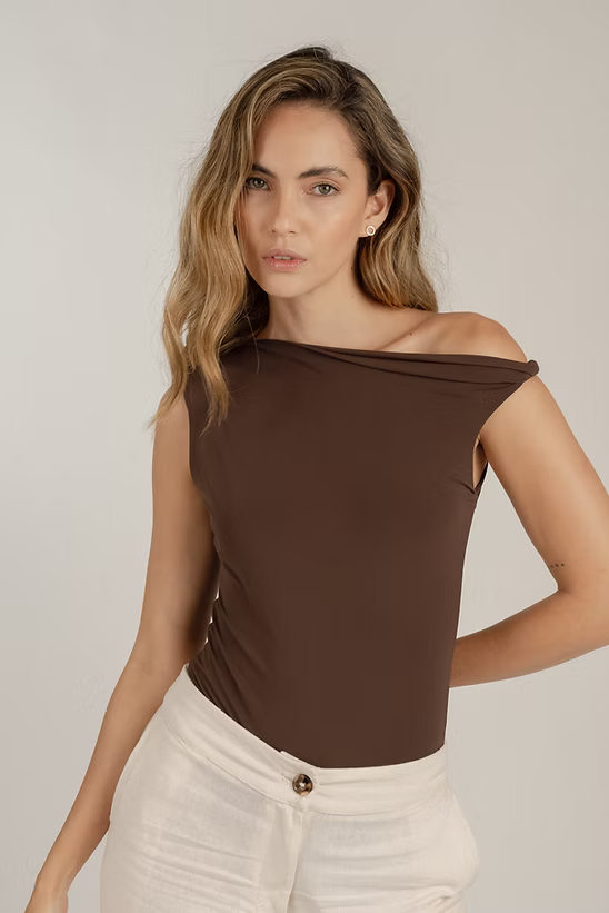 SEAMLESS TWISTED BODYSUIT - ESPRESSO