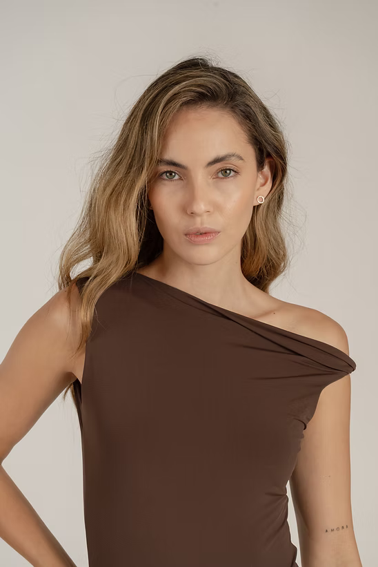 SEAMLESS TWISTED BODYSUIT - ESPRESSO